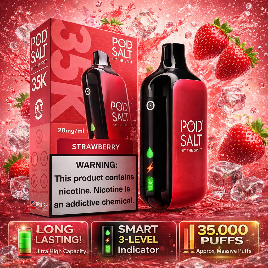 Pod Salt Hit The Spot 35000 Puffs Disposable Vape – Rechargeable LED Screen 35K Puff Device