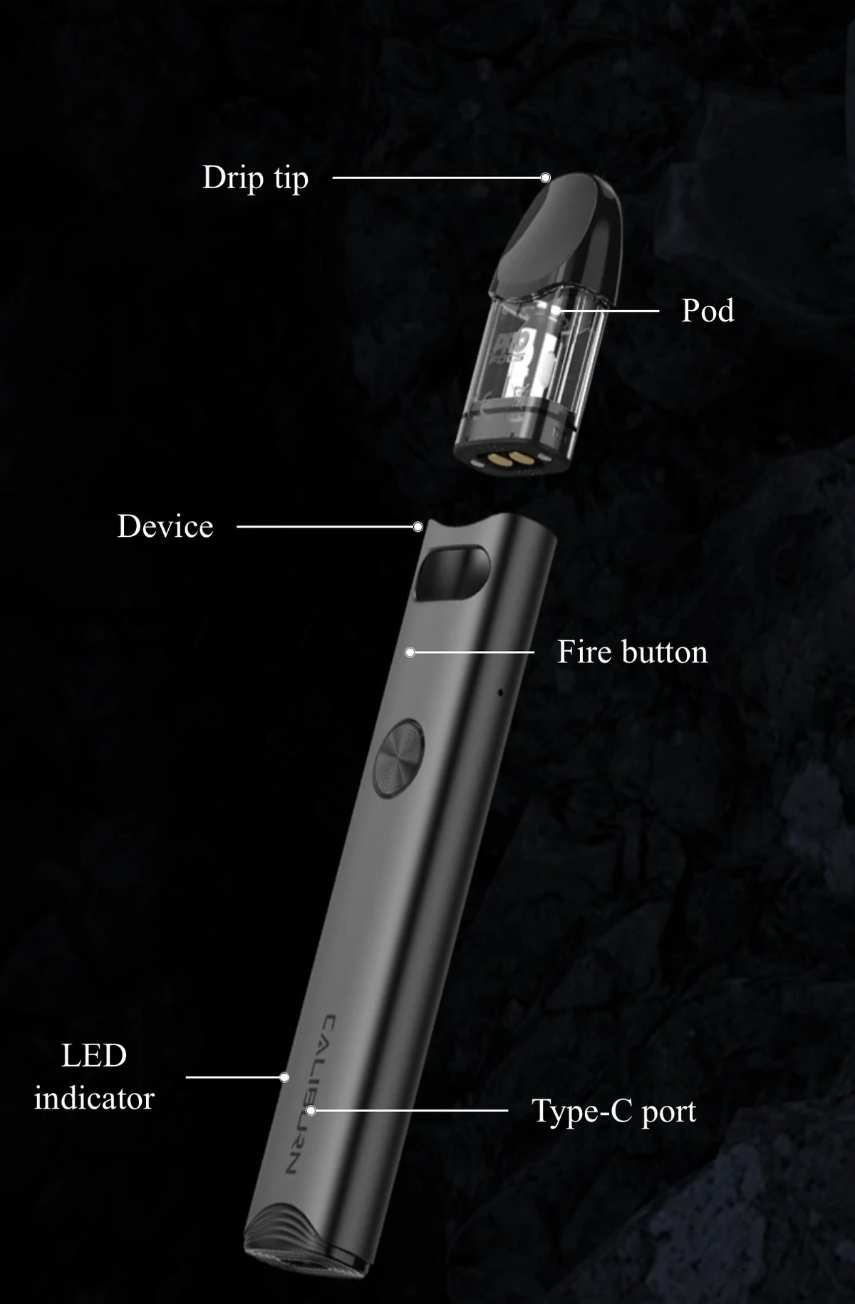 Uwell Caliburn A3 Pod Kit – 13W Refillable Vape with 520mAh Battery, PRO-FOCS Flavour Technology, Dual Activation & Fast USB-C Charging