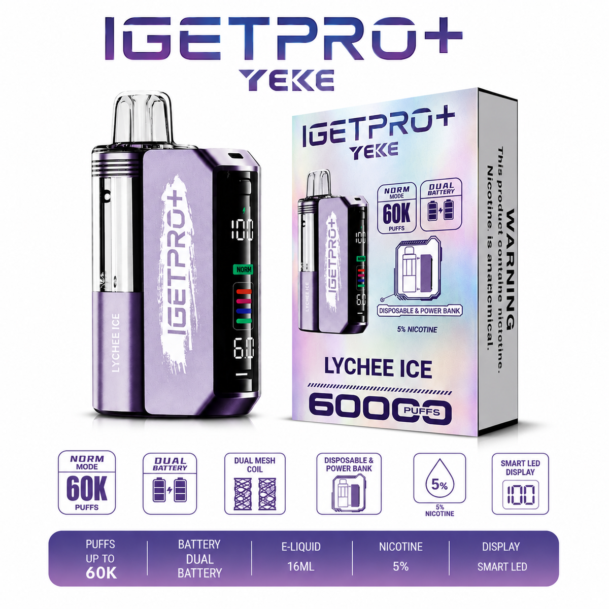 IGET PRO+ YEKE 60000 Puffs – VapeX