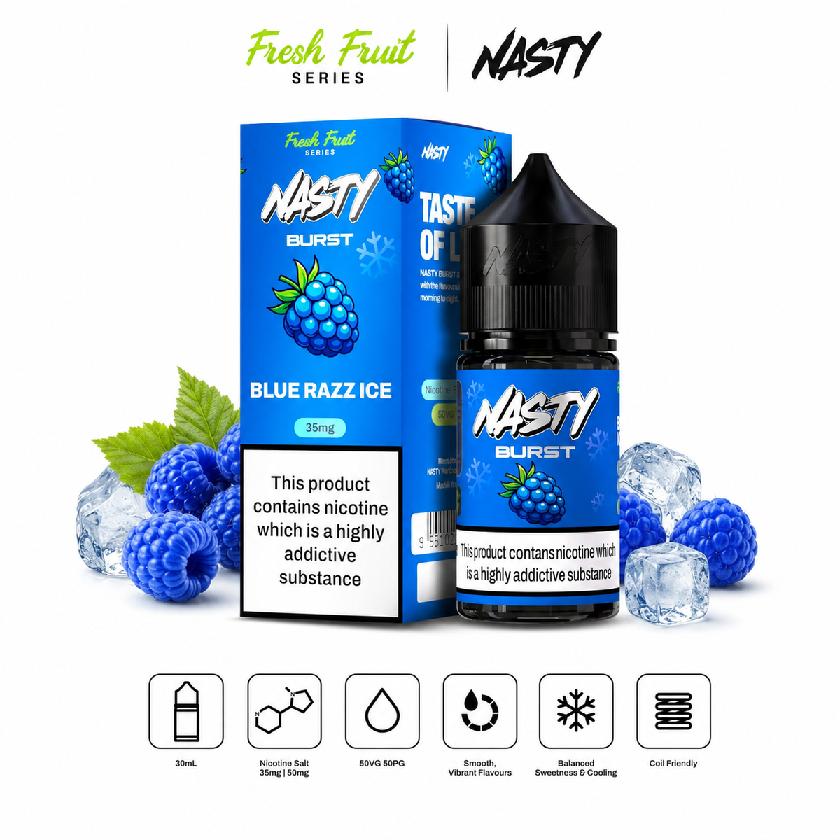 Nasty Burst Fresh Fruit Series 35 - 50 MG Nic Salt E-Liquid – 30ml