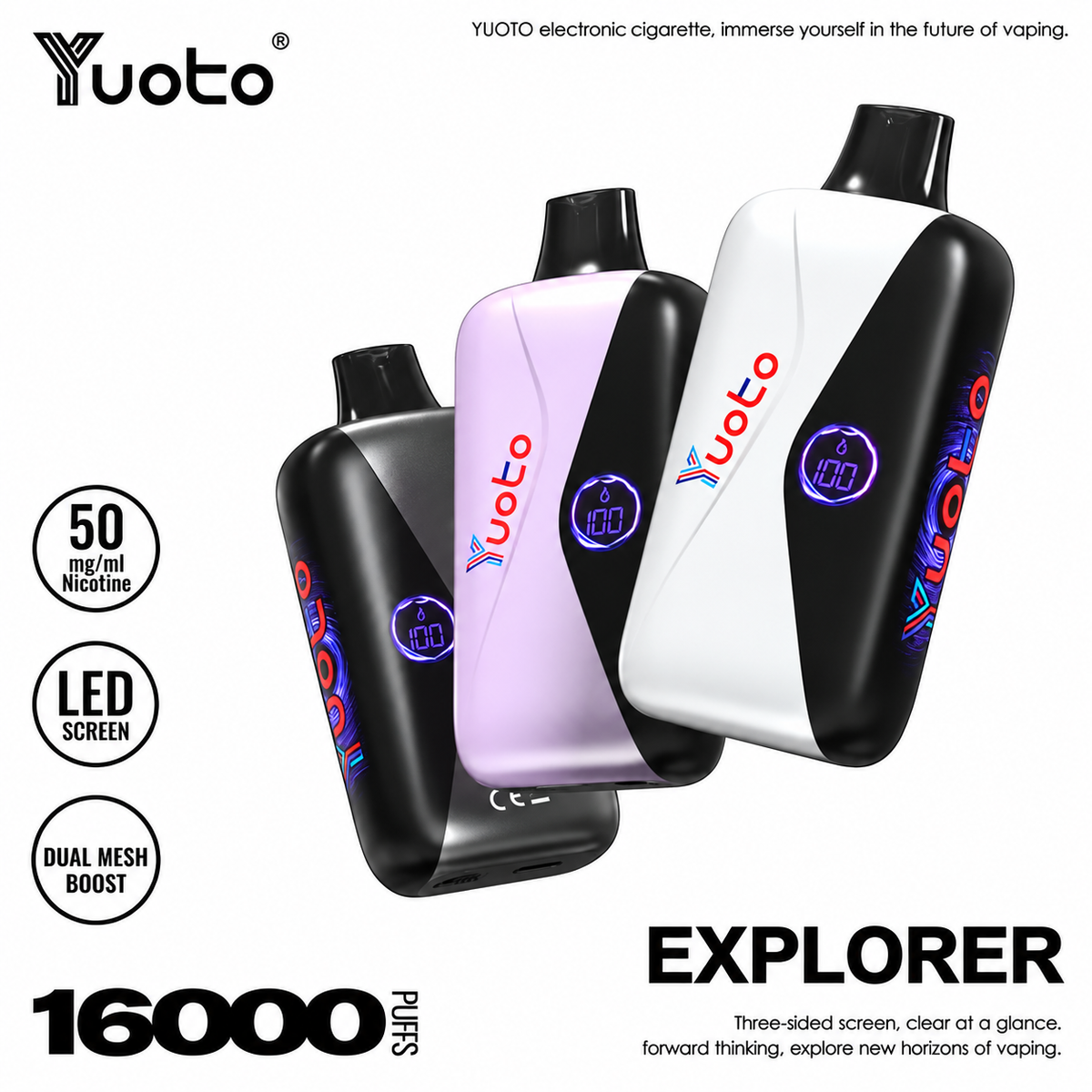 Yuoto Explorer 16000 Puffs | 50mg Nic Disposable | Type C Rechargeable