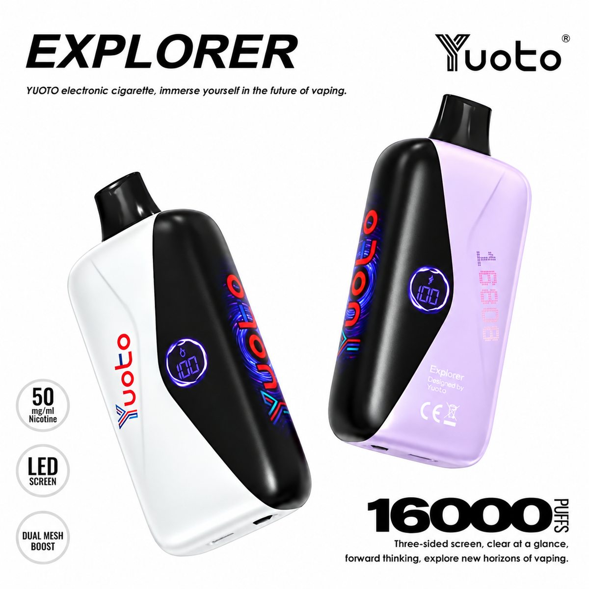 Yuoto Explorer 16000 Puffs | 50mg Nic Disposable | Type C Rechargeable