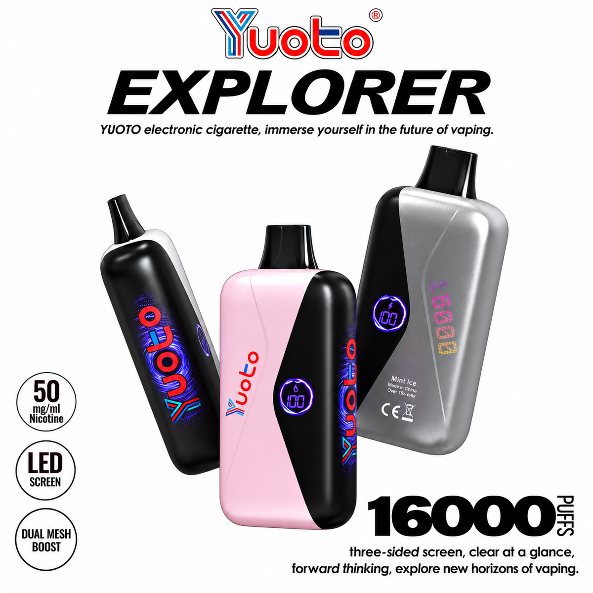 Yuoto Explorer 16000 Puffs | 50mg Nic Disposable | Type C Rechargeable