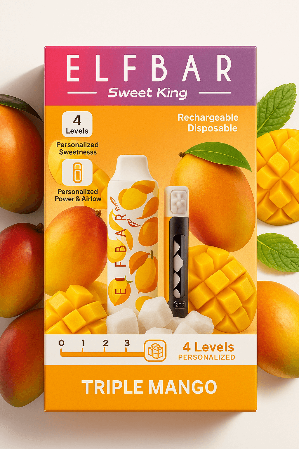 Elfbar Sweet King 30K Disposable Vape – 30,000 Puffs Rechargeable Vape with Adjustable Sweetness, Mesh Coil & Smart Display